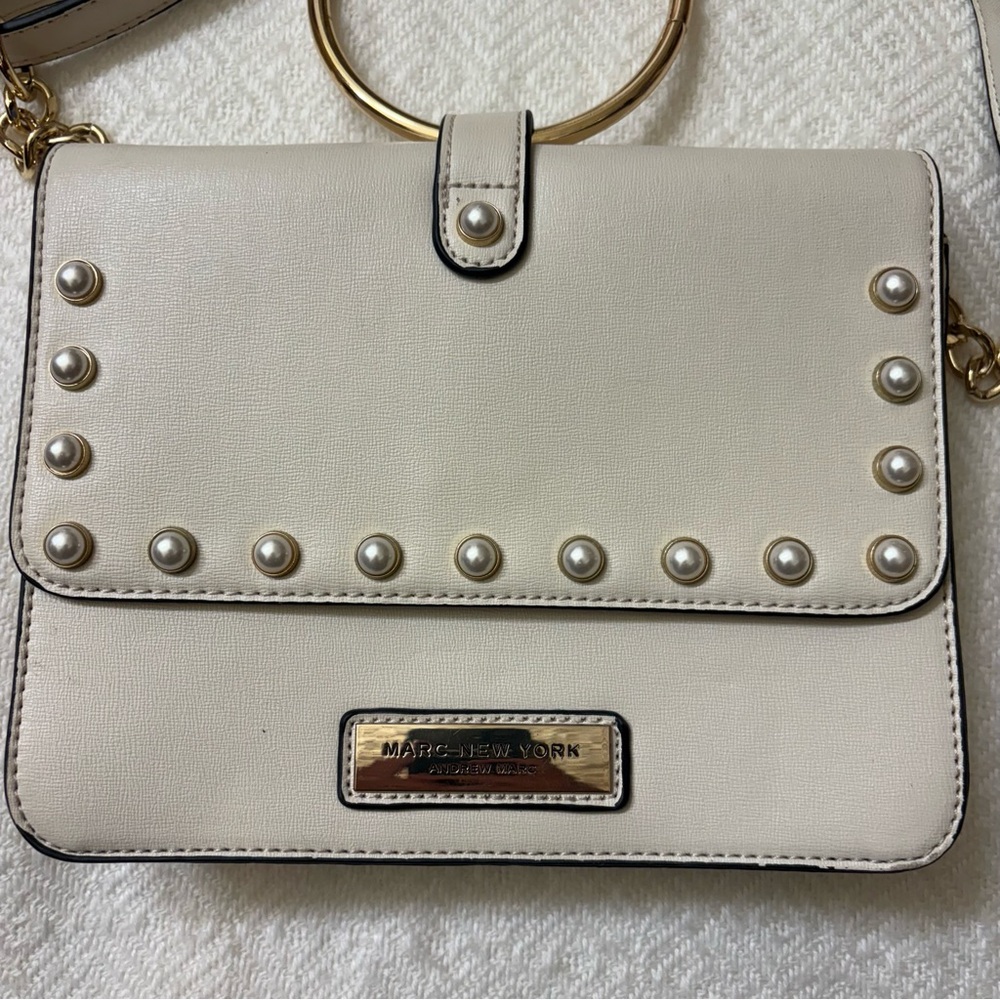 Marc New York Andrew Marc Cream Pearl Detail Crossbody Purse - Picture 11 of 16